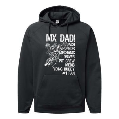 MX Dad Coach Sponsor Mechanic Driver Riding Buddy Dirt Bike Fathers Day Gift Performance Fleece Hoodie