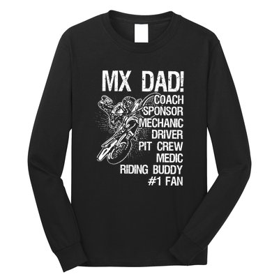 MX Dad Coach Sponsor Mechanic Driver Riding Buddy Dirt Bike Fathers Day Gift Long Sleeve Shirt