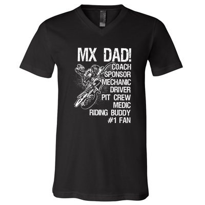 MX Dad Coach Sponsor Mechanic Driver Riding Buddy Dirt Bike Fathers Day Gift V-Neck T-Shirt