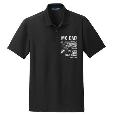 MX Dad Coach Sponsor Mechanic Driver Riding Buddy Dirt Bike Fathers Day Gift Dry Zone Grid Polo