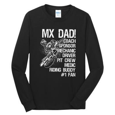 MX Dad Coach Sponsor Mechanic Driver Riding Buddy Dirt Bike Fathers Day Gift Tall Long Sleeve T-Shirt