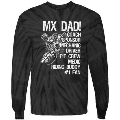 MX Dad Coach Sponsor Mechanic Driver Riding Buddy Dirt Bike Fathers Day Gift Tie-Dye Long Sleeve Shirt