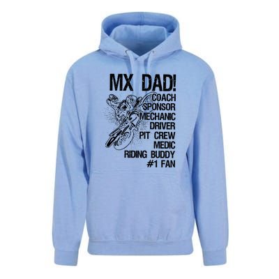 MX Dad Coach Sponsor Mechanic Driver Riding Buddy Dirt Bike Fathers Day Gift Unisex Surf Hoodie