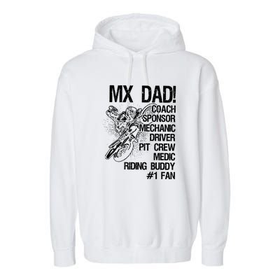 MX Dad Coach Sponsor Mechanic Driver Riding Buddy Dirt Bike Fathers Day Gift Garment-Dyed Fleece Hoodie