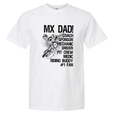 MX Dad Coach Sponsor Mechanic Driver Riding Buddy Dirt Bike Fathers Day Gift Garment-Dyed Heavyweight T-Shirt