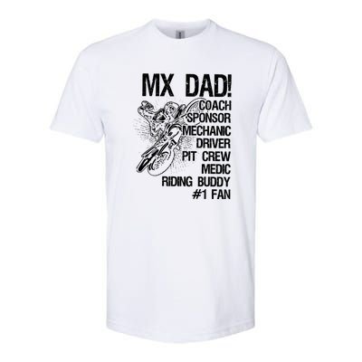 MX Dad Coach Sponsor Mechanic Driver Riding Buddy Dirt Bike Fathers Day Gift Softstyle CVC T-Shirt