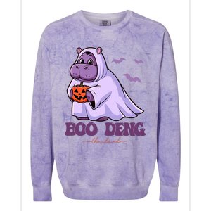 Moo Deng Cute Baby Pygmy Hippo Bouncy Pig In Thai Halloween Colorblast Crewneck Sweatshirt