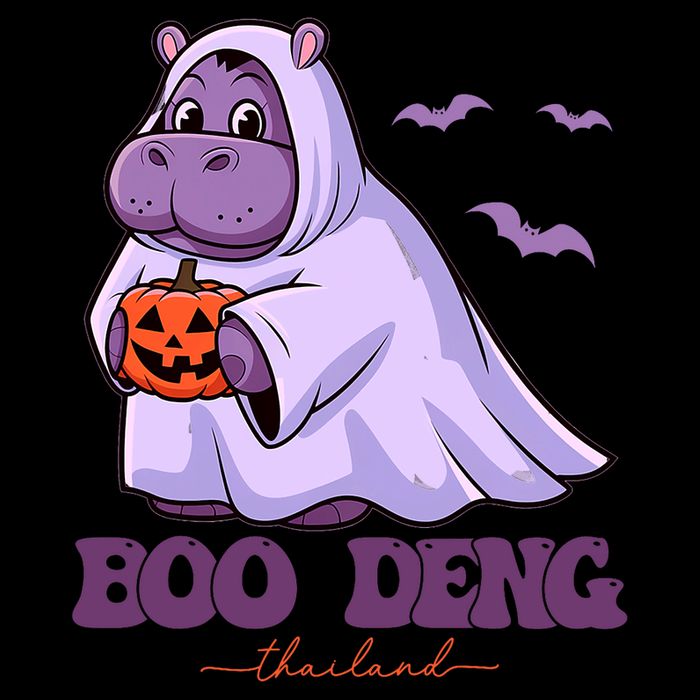 Moo Deng Cute Baby Pygmy Hippo Bouncy Pig In Thai Halloween Full-Length Apron With Pockets