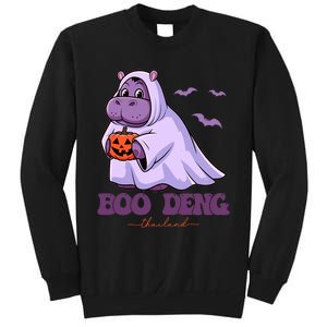 Moo Deng Cute Baby Pygmy Hippo Bouncy Pig In Thai Halloween Sweatshirt