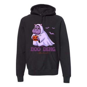 Moo Deng Cute Baby Pygmy Hippo Bouncy Pig In Thai Halloween Premium Hoodie