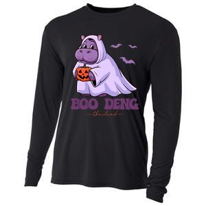 Moo Deng Cute Baby Pygmy Hippo Bouncy Pig In Thai Halloween Cooling Performance Long Sleeve Crew