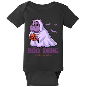 Moo Deng Cute Baby Pygmy Hippo Bouncy Pig In Thai Halloween Baby Bodysuit