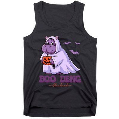 Moo Deng Cute Baby Pygmy Hippo Bouncy Pig In Thai Halloween Tank Top