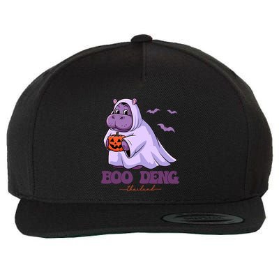 Moo Deng Cute Baby Pygmy Hippo Bouncy Pig In Thai Halloween Wool Snapback Cap