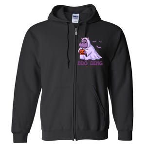 Moo Deng Cute Baby Pygmy Hippo Bouncy Pig In Thai Halloween Full Zip Hoodie