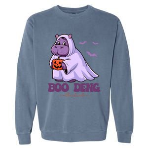 Moo Deng Cute Baby Pygmy Hippo Bouncy Pig In Thai Halloween Garment-Dyed Sweatshirt