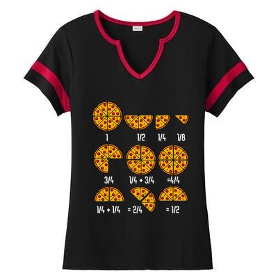 Maths Day Costume Idea Teachers Pizza Slice Fraction Ladies Halftime Notch Neck Tee