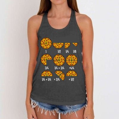 Maths Day Costume Idea Teachers Pizza Slice Fraction Women's Knotted Racerback Tank