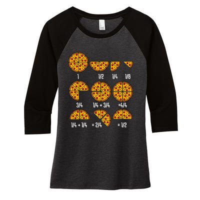 Maths Day Costume Idea Teachers Pizza Slice Fraction Women's Tri-Blend 3/4-Sleeve Raglan Shirt