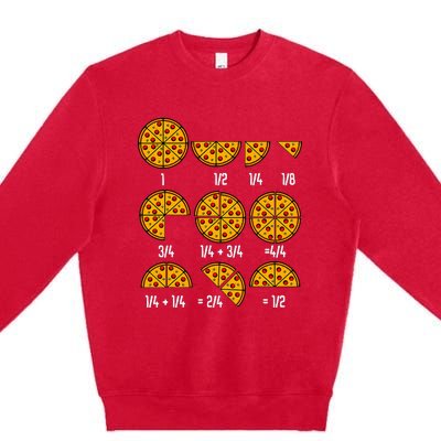 Maths Day Costume Idea Teachers Pizza Slice Fraction Premium Crewneck Sweatshirt