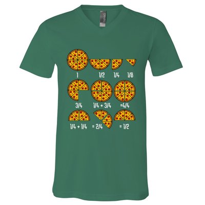 Maths Day Costume Idea Teachers Pizza Slice Fraction V-Neck T-Shirt