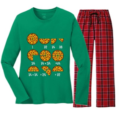 Maths Day Costume Idea Teachers Pizza Slice Fraction Women's Long Sleeve Flannel Pajama Set 