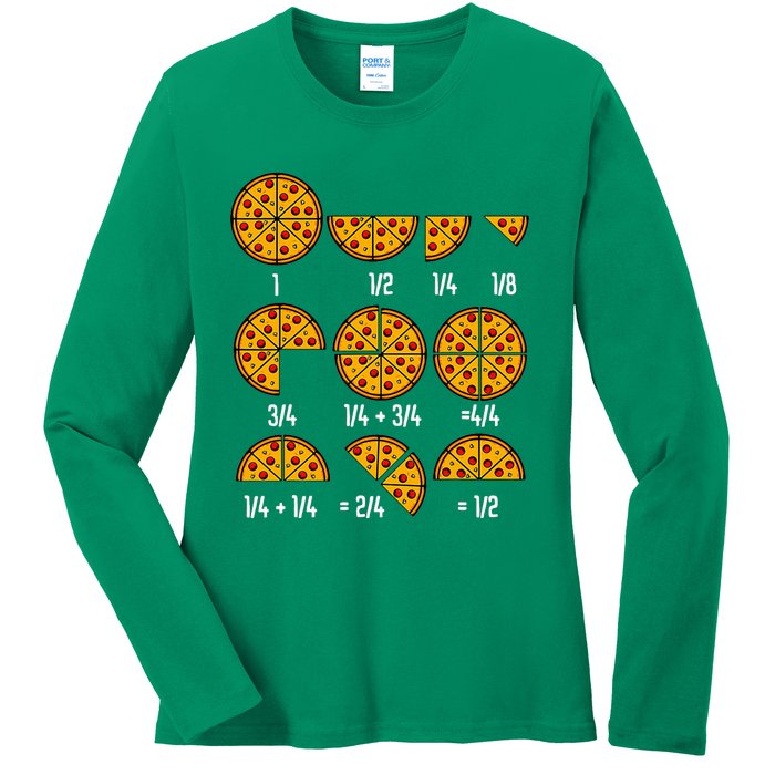 Maths Day Costume Idea Teachers Pizza Slice Fraction Ladies Long Sleeve Shirt