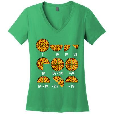 Maths Day Costume Idea Teachers Pizza Slice Fraction Women's V-Neck T-Shirt