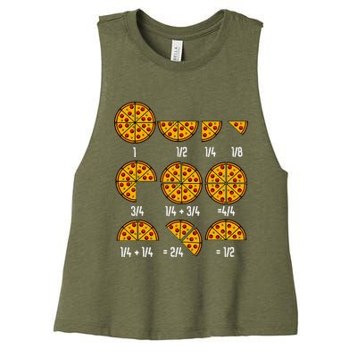 Maths Day Costume Idea Teachers Pizza Slice Fraction Women's Racerback Cropped Tank