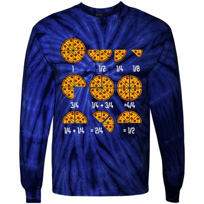 Maths Day Costume Idea Teachers Pizza Slice Fraction Tie-Dye Long Sleeve Shirt