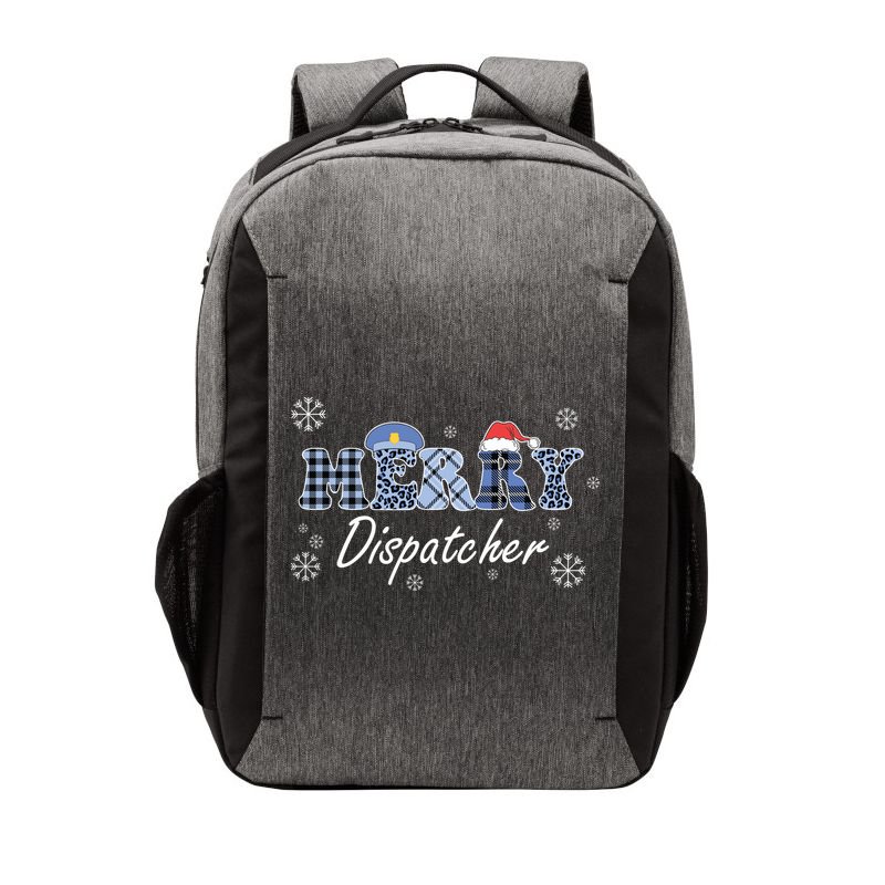 Merry Dispatcher Christmas Police Buffalo Plaid Leopard Santa Hat Graphic Vector Backpack