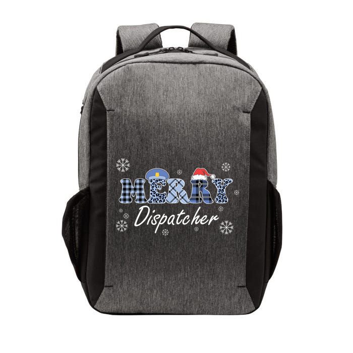 Merry Dispatcher Christmas Police Buffalo Plaid Leopard Santa Hat Graphic Vector Backpack