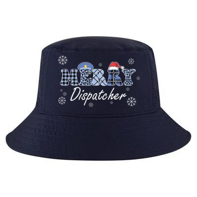 Merry Dispatcher Christmas Police Buffalo Plaid Leopard Santa Hat Graphic Cool Comfort Performance Bucket Hat