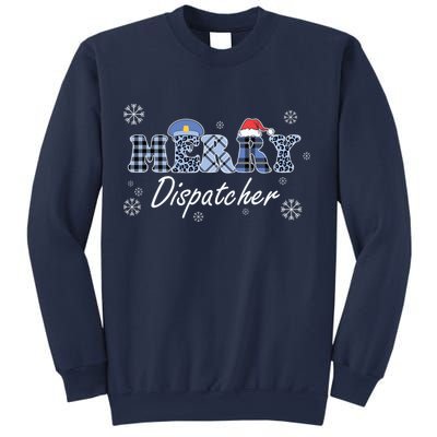 Merry Dispatcher Christmas Police Buffalo Plaid Leopard Santa Hat Graphic Sweatshirt