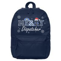 Merry Dispatcher Christmas Police Buffalo Plaid Leopard Santa Hat Graphic 16 in Basic Backpack
