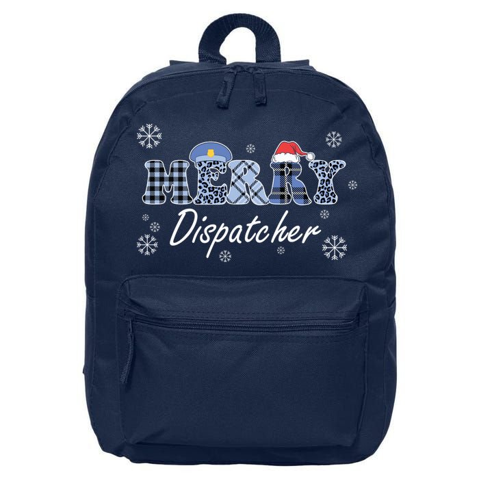 Merry Dispatcher Christmas Police Buffalo Plaid Leopard Santa Hat Graphic 16 in Basic Backpack