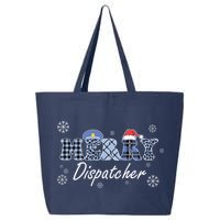 Merry Dispatcher Christmas Police Buffalo Plaid Leopard Santa Hat Graphic 25L Jumbo Tote