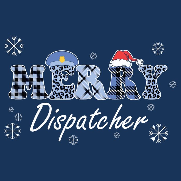 Merry Dispatcher Christmas Police Buffalo Plaid Leopard Santa Hat Graphic 25L Jumbo Tote