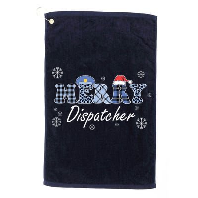 Merry Dispatcher Christmas Police Buffalo Plaid Leopard Santa Hat Graphic Golf Towel
