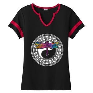 Mandala Dragonfly Cute Gift Magical Dragonflies Yin Yang Yoga Great Gift Ladies Halftime Notch Neck Tee