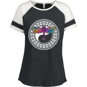 Mandala Dragonfly Cute Gift Magical Dragonflies Yin Yang Yoga Great Gift Enza Ladies Jersey Colorblock Tee