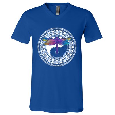 Mandala Dragonfly Cute Gift Magical Dragonflies Yin Yang Yoga Great Gift V-Neck T-Shirt