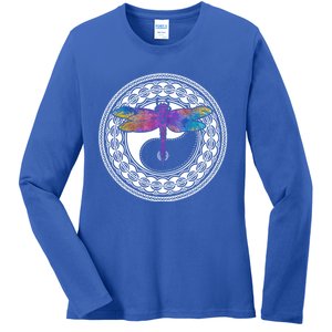 Mandala Dragonfly Cute Gift Magical Dragonflies Yin Yang Yoga Great Gift Ladies Long Sleeve Shirt