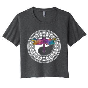 Mandala Dragonfly Cute Gift Magical Dragonflies Yin Yang Yoga Great Gift Women's Crop Top Tee