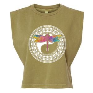 Mandala Dragonfly Cute Gift Magical Dragonflies Yin Yang Yoga Great Gift Garment-Dyed Women's Muscle Tee