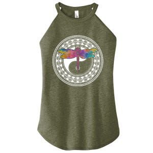 Mandala Dragonfly Cute Gift Magical Dragonflies Yin Yang Yoga Great Gift Women's Perfect Tri Rocker Tank