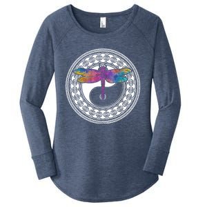 Mandala Dragonfly Cute Gift Magical Dragonflies Yin Yang Yoga Great Gift Women's Perfect Tri Tunic Long Sleeve Shirt