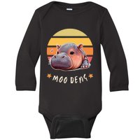 Moo Deng Cute Baby Pygmy Hippo Bouncy Pig In Thai Baby Long Sleeve Bodysuit