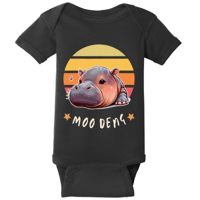 Moo Deng Cute Baby Pygmy Hippo Bouncy Pig In Thai Baby Bodysuit