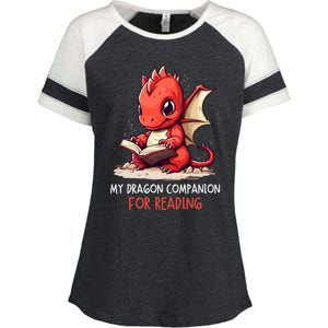 My Dragon Companion For Reading Book Dragon Bookworm Gift Enza Ladies Jersey Colorblock Tee